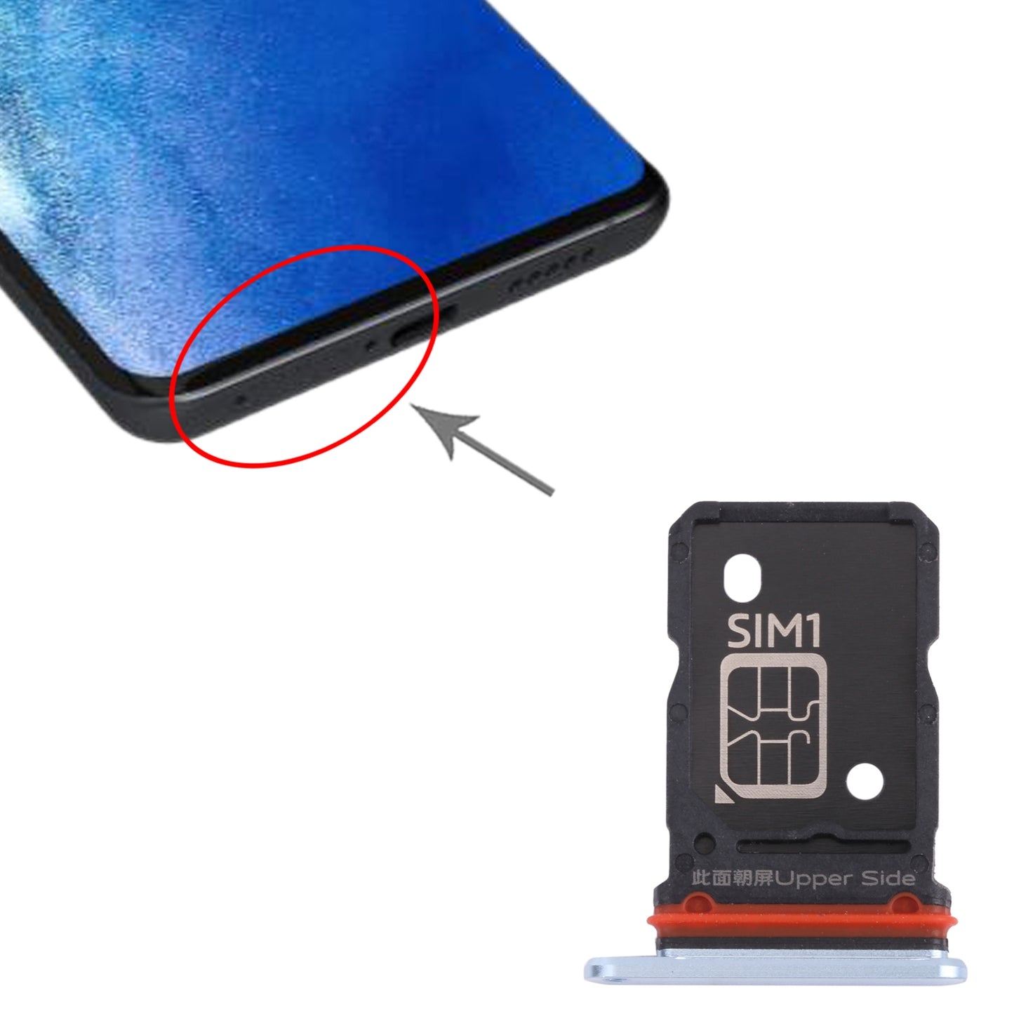 For-vivo-X60-Pro-/-X60-V2045-V2046-SIM-Card-Tray-+-SIM-Card-Tray-(Blue)