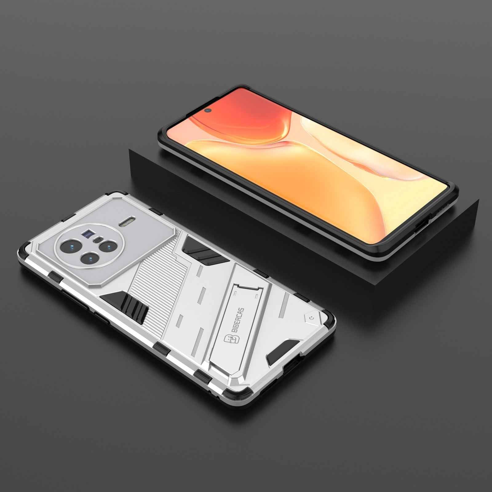 For-vivo-X80-Punk-Armor-PC-+-TPU-Phone-Case-with-Holder(White)