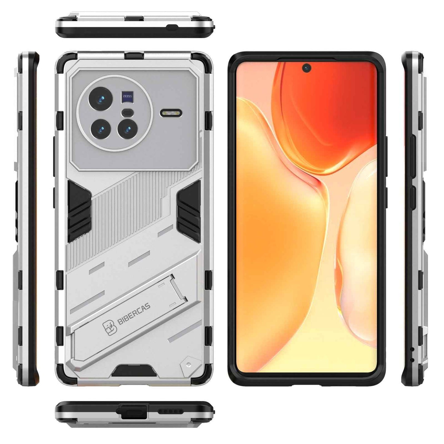 For-vivo-X80-Punk-Armor-PC-+-TPU-Phone-Case-with-Holder(White)