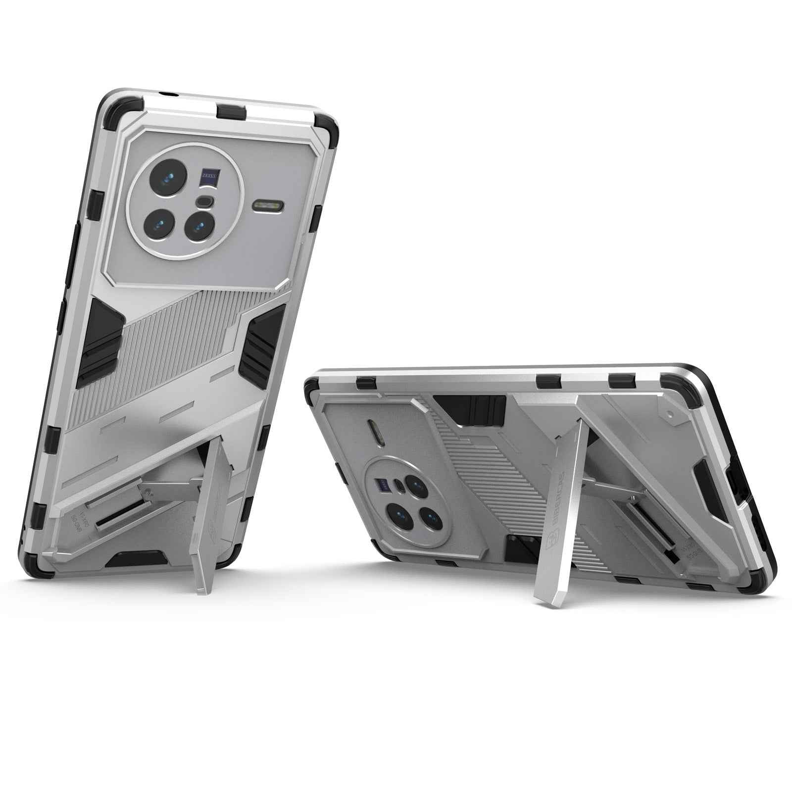 For-vivo-X80-Punk-Armor-PC-+-TPU-Phone-Case-with-Holder(White)