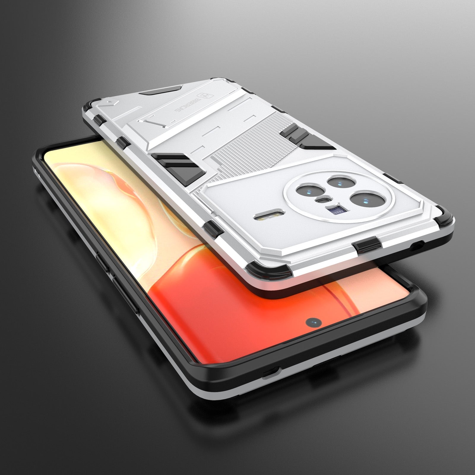 For-vivo-X80-Punk-Armor-PC-+-TPU-Phone-Case-with-Holder(White)