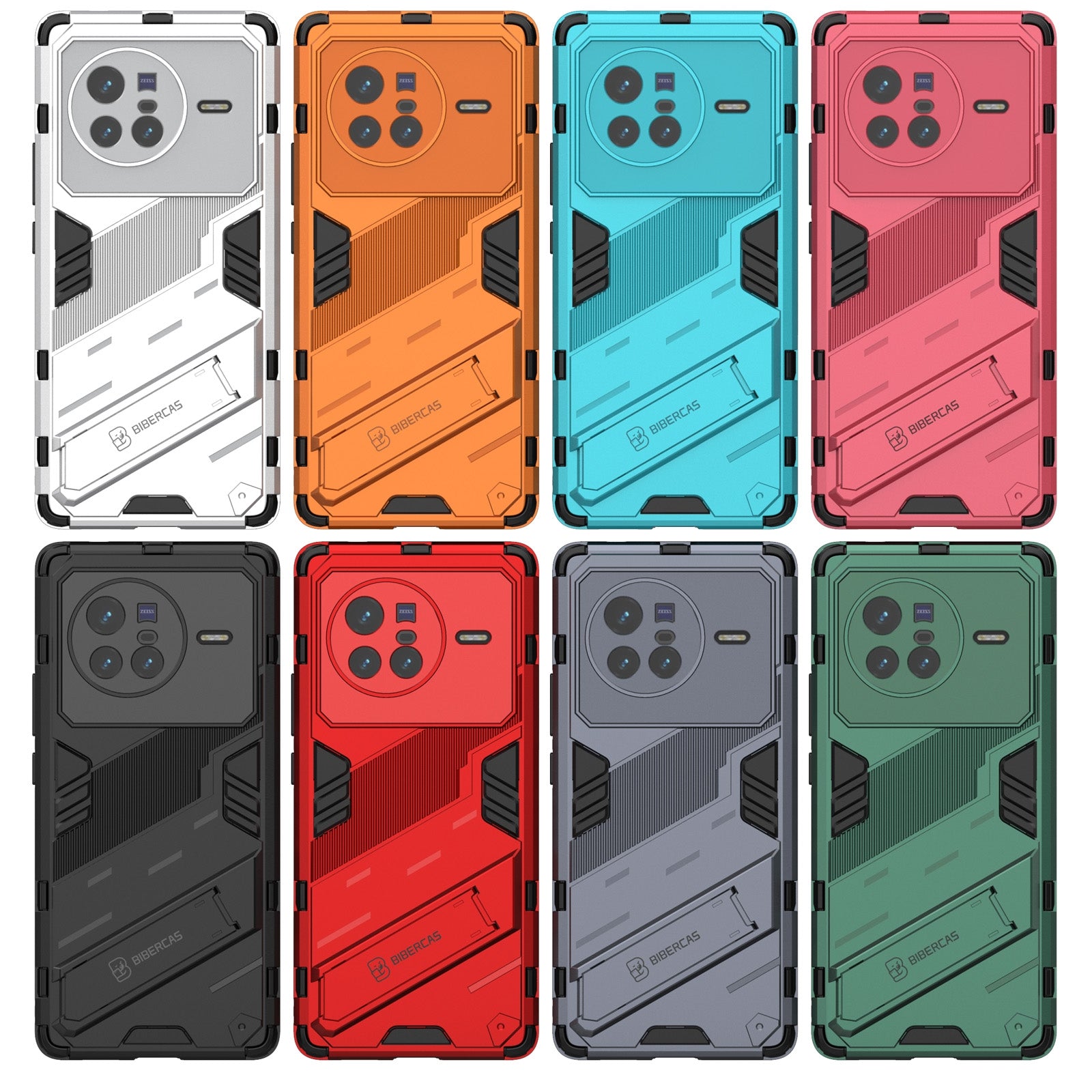 For-vivo-X80-Punk-Armor-PC-+-TPU-Phone-Case-with-Holder(White)