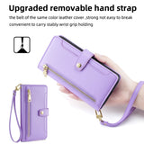 For-vivo-X90-Sheep-Texture-Cross-body-Zipper-Wallet-Leather-Phone-Case(Purple)