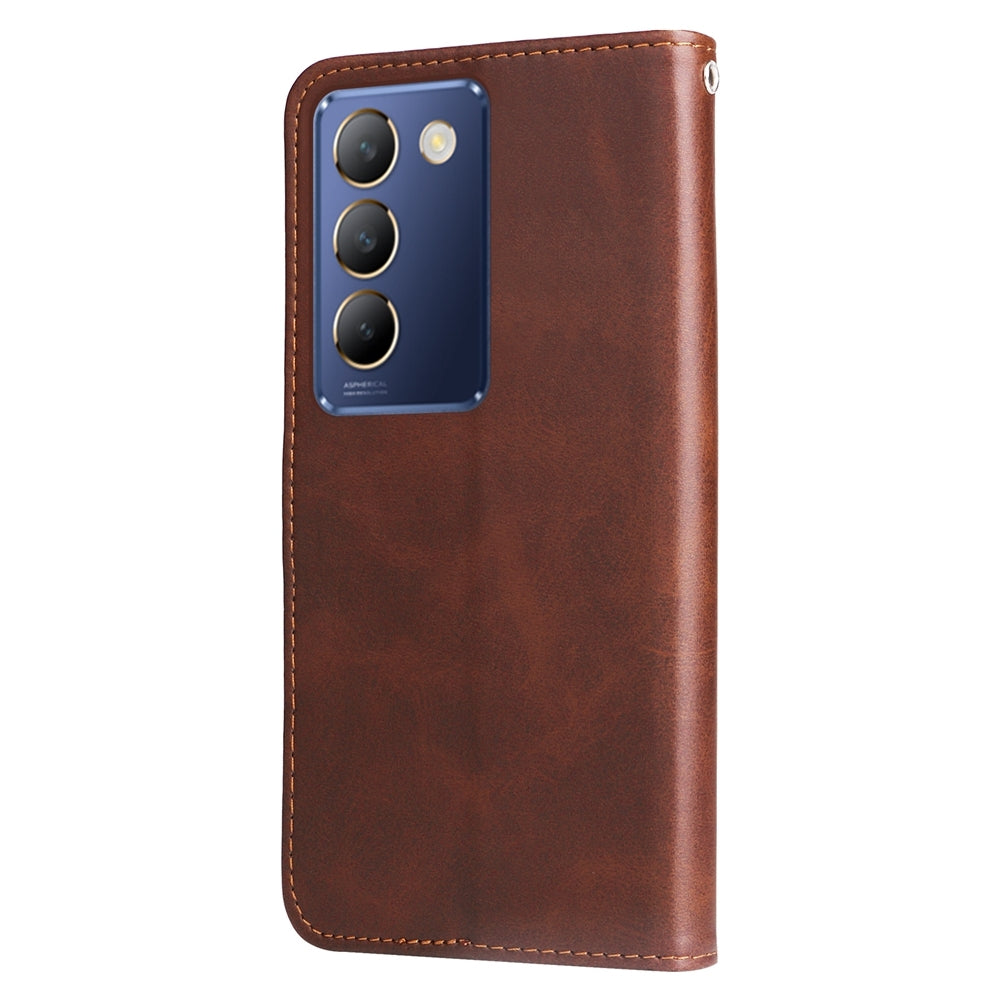 For-vivo-Y100-IDN-/-Y200e-5G-Global-Fashion-Calf-Texture-Zipper-Leather-Phone-Case(Brown)