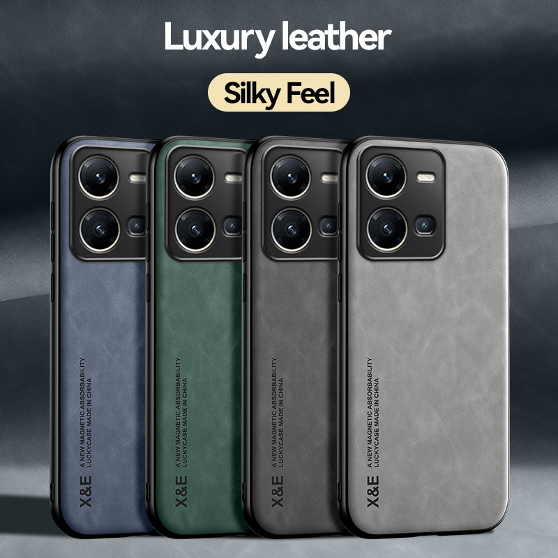 For-vivo-Y35-4G-/-Y35+-Skin-Feel-Magnetic-Leather-Back-Phone-Case(Dark-Grey)