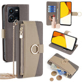 For-vivo-Y35-4G-/-Y22-/-Y22s-Crossbody-Litchi-Texture-Leather-Phone-Case(Grey)