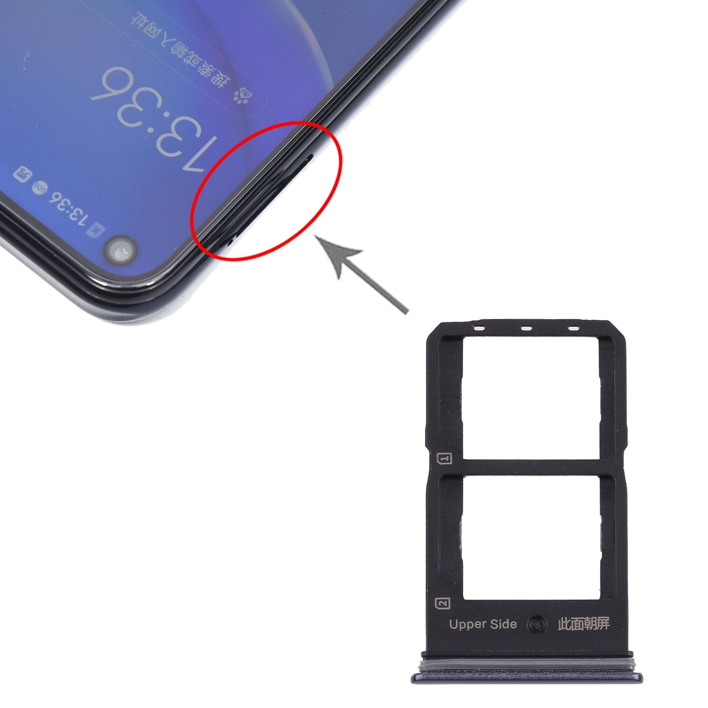 For-Vivo-Y70s-V2002A-SIM-Card-Tray-+-SIM-Card-Tray-(Black)