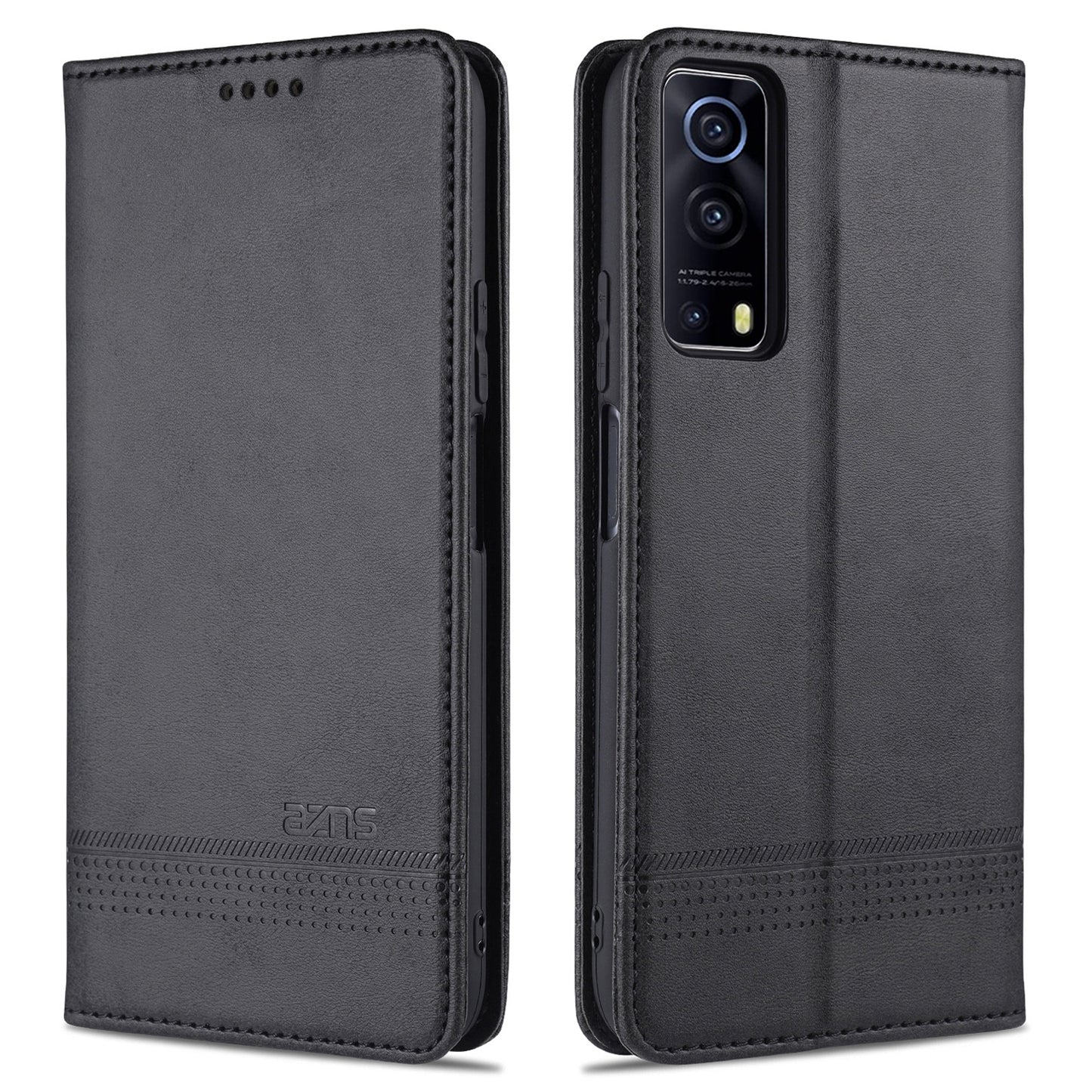 For-vivo-Y72-5G-AZNS-Magnetic-Calf-Texture-Horizontal-Flip-Leather-Case-with-Card-Slots-&-Holder-&-Wallet(Black)