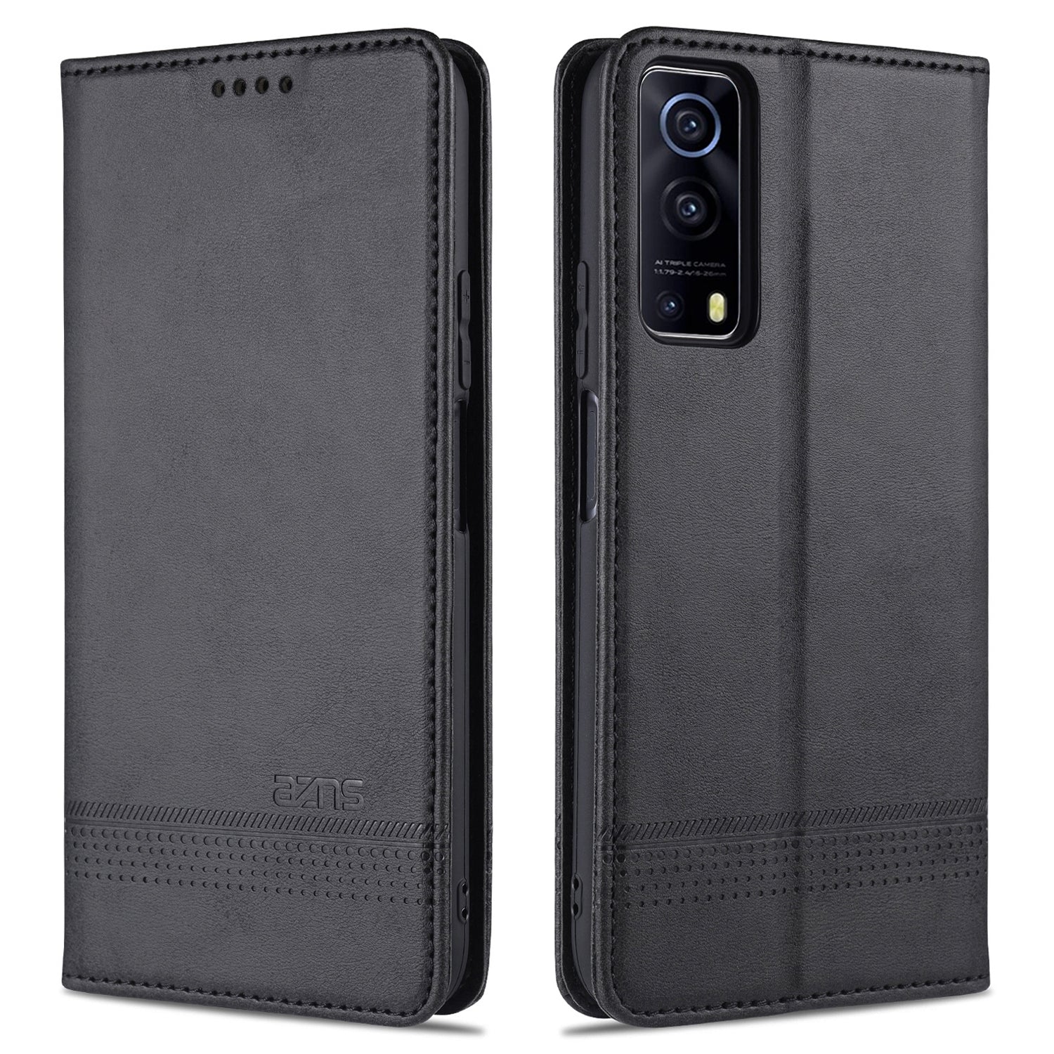 For-vivo-Y72-5G-AZNS-Magnetic-Calf-Texture-Horizontal-Flip-Leather-Case-with-Card-Slots-&-Holder-&-Wallet(Black)