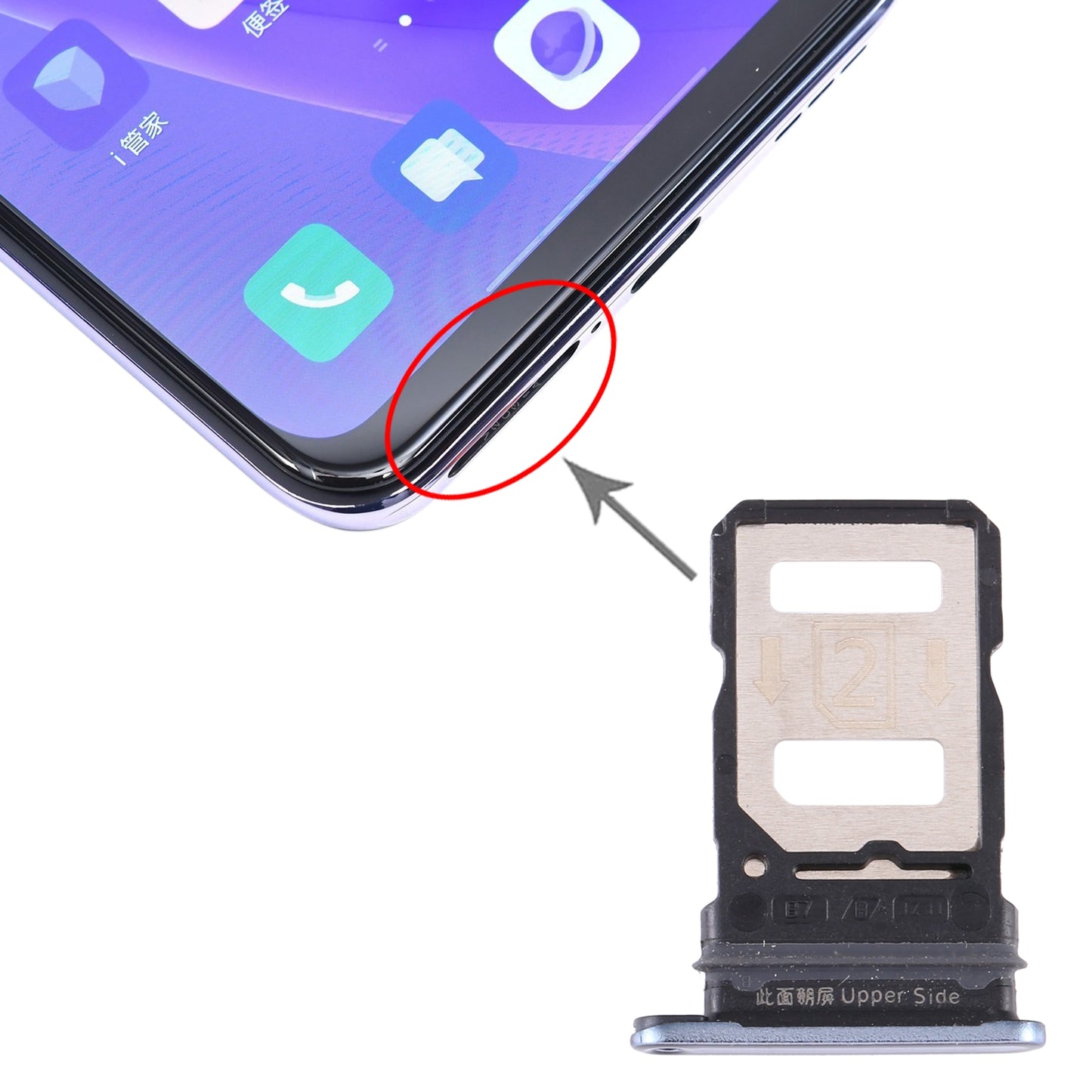 For-Vivo-Y73s-V2031A-SIM-Card-Tray-+-SIM-Card-Tray-(Black)