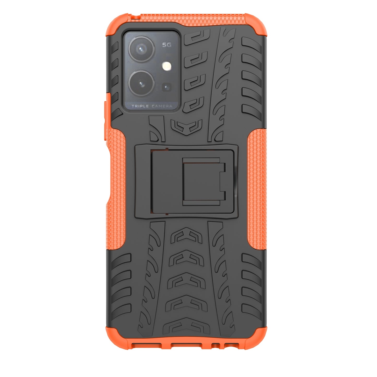 For-vivo-Y75-/-Y55-/-T1-5G-Tire-Texture-TPU-+-PC-Phone-Case-with-Holder(Orange)