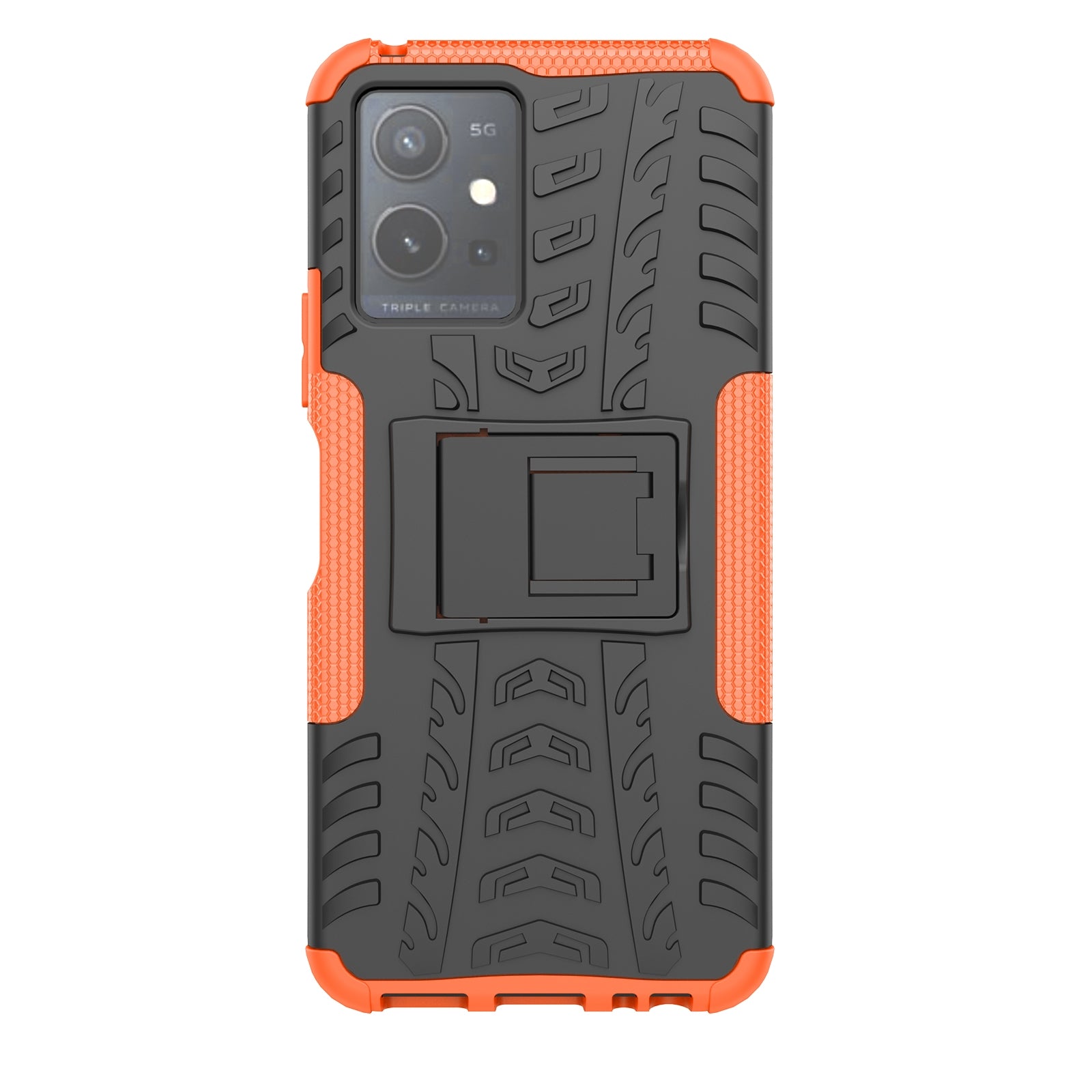 For-vivo-Y75-/-Y55-/-T1-5G-Tire-Texture-TPU-+-PC-Phone-Case-with-Holder(Orange)