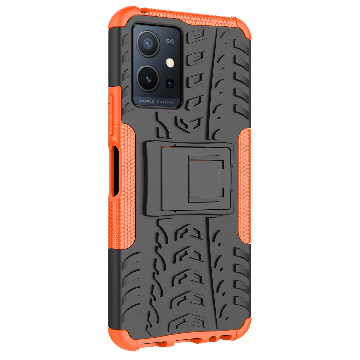 For-vivo-Y75-/-Y55-/-T1-5G-Tire-Texture-TPU-+-PC-Phone-Case-with-Holder(Orange)