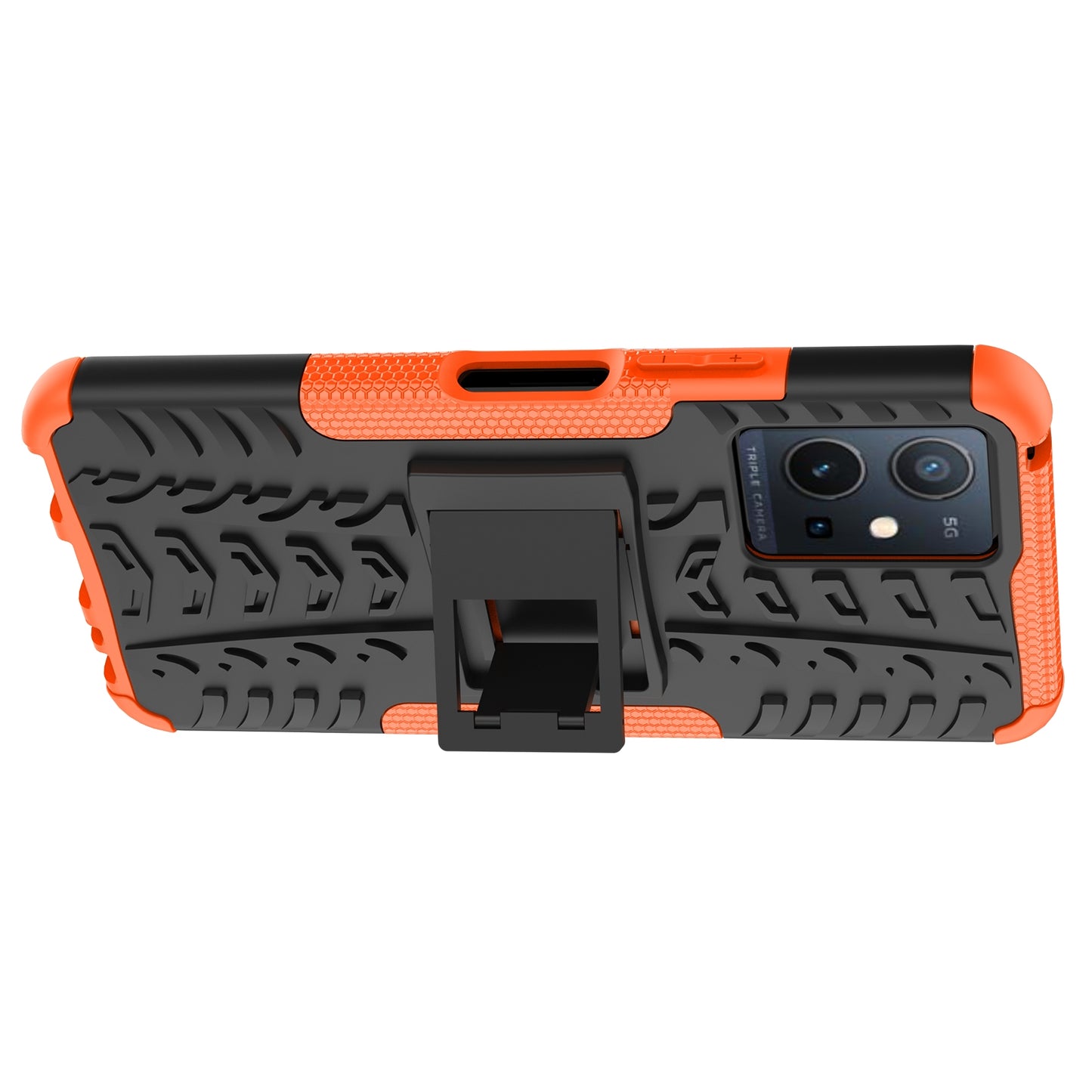 For-vivo-Y75-/-Y55-/-T1-5G-Tire-Texture-TPU-+-PC-Phone-Case-with-Holder(Orange)