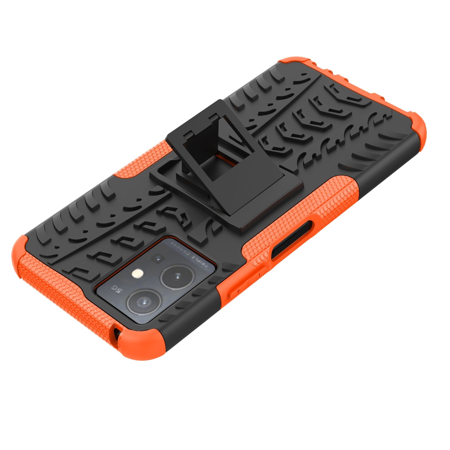For-vivo-Y75-/-Y55-/-T1-5G-Tire-Texture-TPU-+-PC-Phone-Case-with-Holder(Orange)