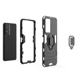 For-vivo-Y76s-5G-Shockproof-PC-+-TPU-Holder-Phone-Case(Black)