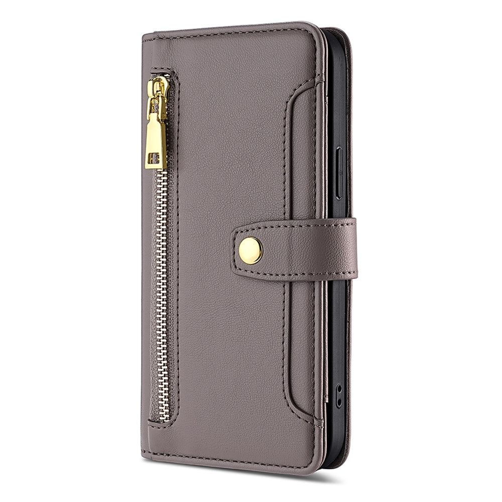 For-vivo-Y78-5G-Lite-Sheep-Texture-Cross-body-Zipper-Wallet-Leather-Phone-Case(Grey)