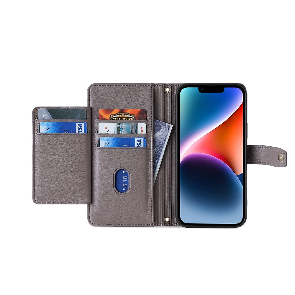 For-vivo-Y78-5G-Lite-Sheep-Texture-Cross-body-Zipper-Wallet-Leather-Phone-Case(Grey)