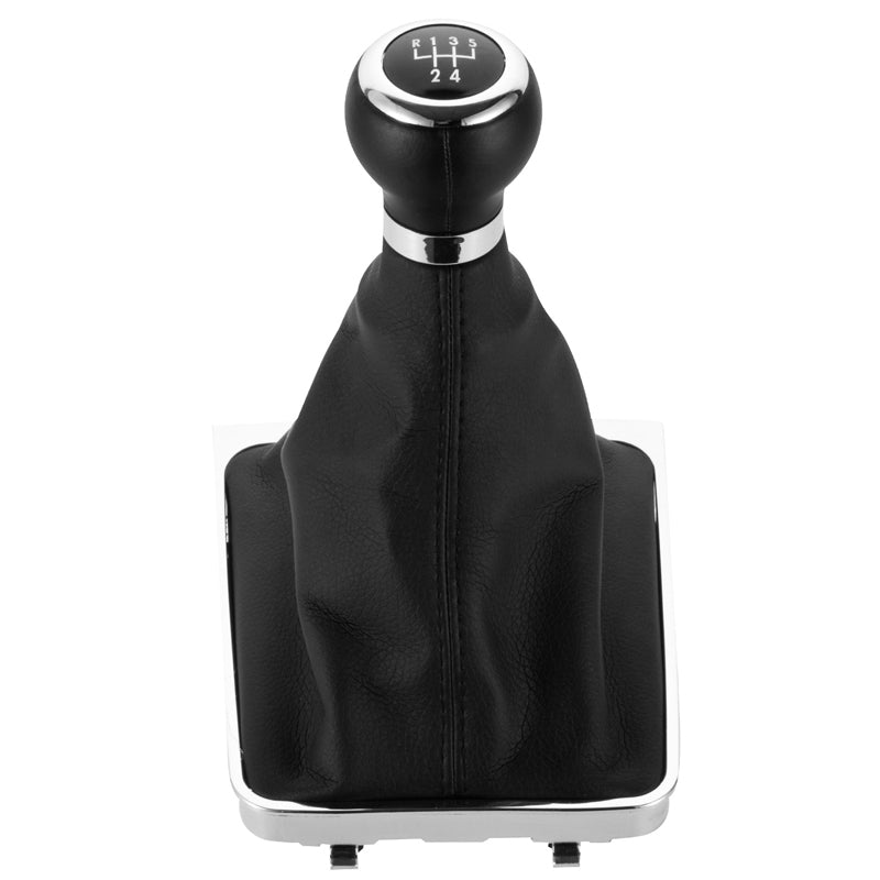 For-Volkswagen-Passat-B6-2005-2011-Car-Gear-Lever-Hand-Ball-Leather-Gear-Shift-Knob-with-Chrome-Frame,-Style:5-Speed