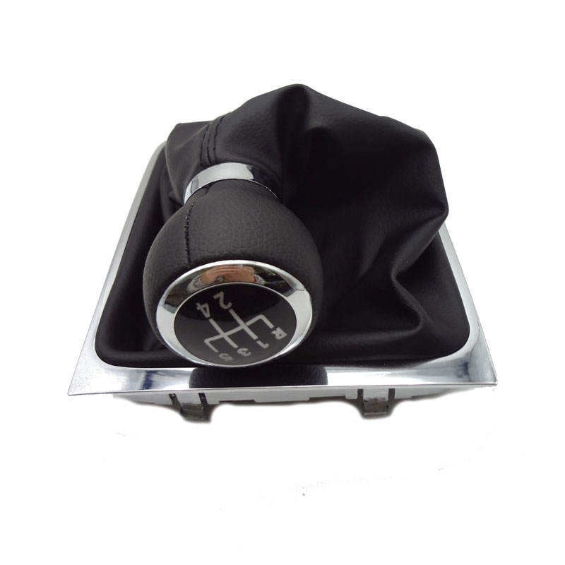 For-Volkswagen-Passat-B6-2005-2011-Car-Gear-Lever-Hand-Ball-Leather-Gear-Shift-Knob-with-Chrome-Frame,-Style:5-Speed