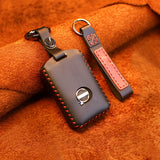 For-Volvo-Single-Slit-Style-Car-Cowhide-Leather-Key-Protective-Cover-Key-Case-(Black)