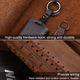For-Volvo-Single-Slit-Style-Car-Cowhide-Leather-Key-Protective-Cover-Key-Case-(Black)