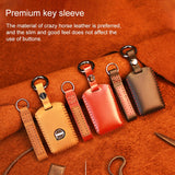 For-Volvo-Single-Slit-Style-Car-Cowhide-Leather-Key-Protective-Cover-Key-Case-(Black)