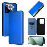 For-Xiaomi-15-Carbon-Fiber-Texture-Flip-Leather-Phone-Case(Blue)