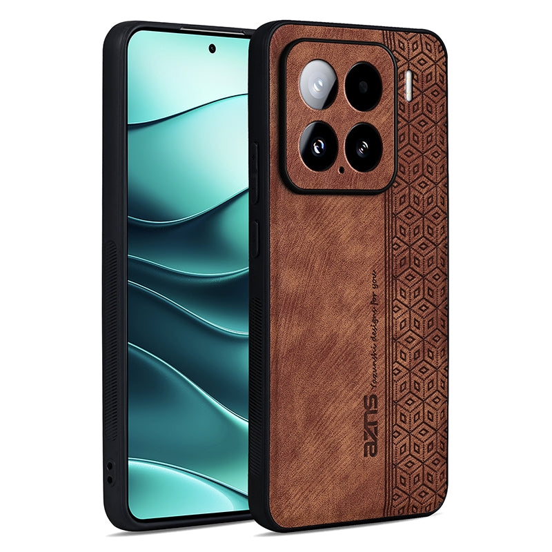 For-Xiaomi-15-AZNS-3D-Embossed-Skin-Feel-Phone-Case(Brown)