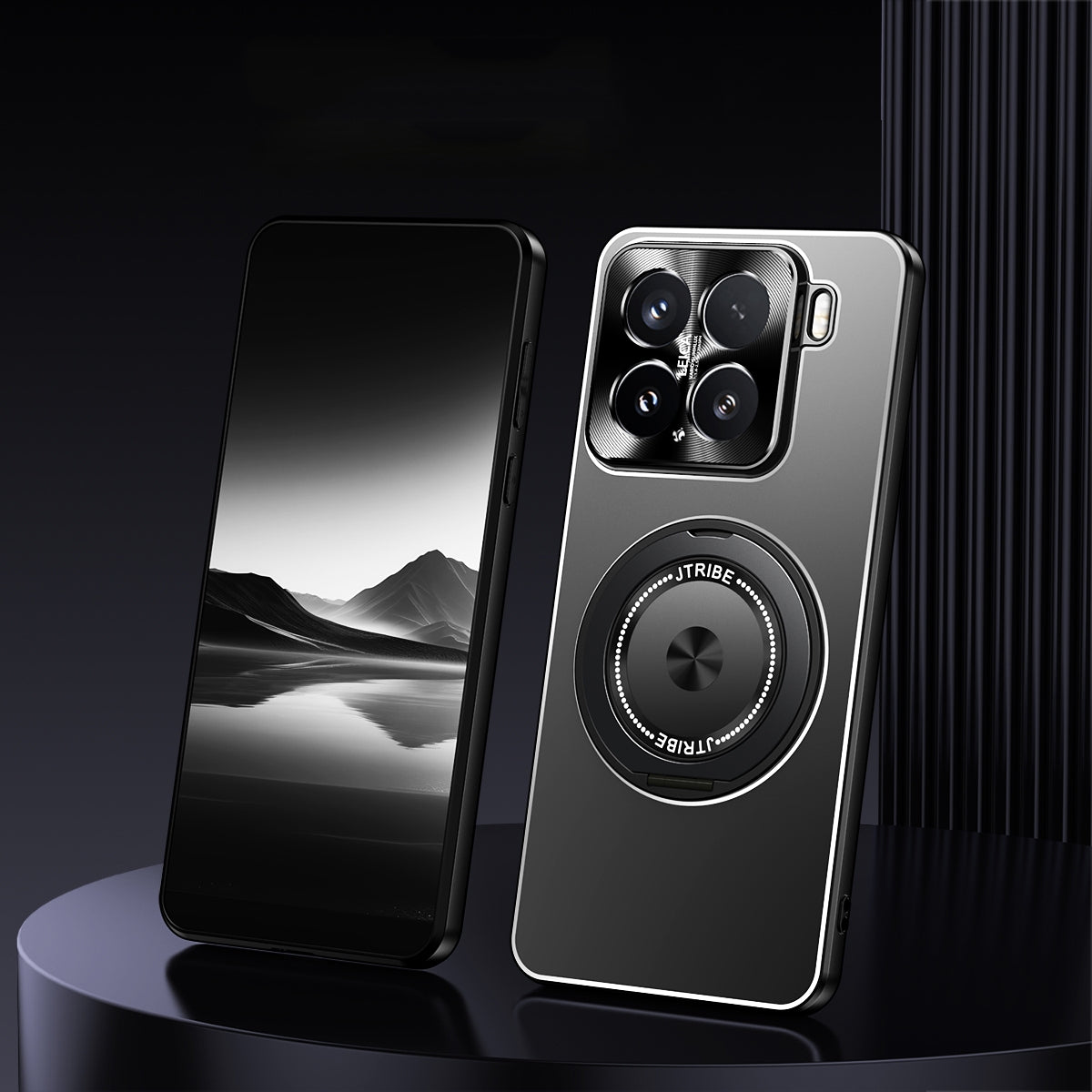 For-Xiaomi-15-Rotating-Holder-Frosted-Metal-Phone-Case(Black)