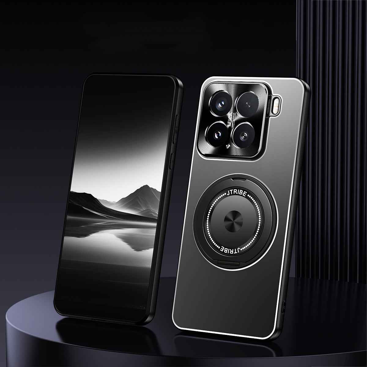 For-Xiaomi-15-Rotating-Holder-Frosted-Metal-Phone-Case(Black)