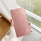 For-Xiaomi-15-Flower-Embossed-Leather-Phone-Case(Rose-Gold)