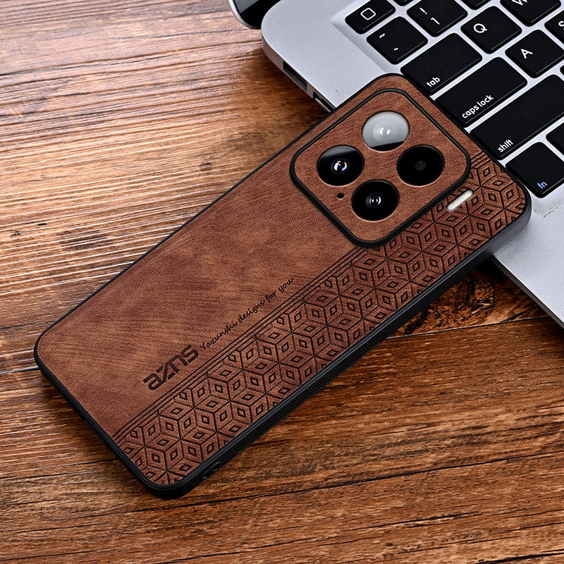For-Xiaomi-15-AZNS-3D-Embossed-Skin-Feel-Phone-Case(Brown)