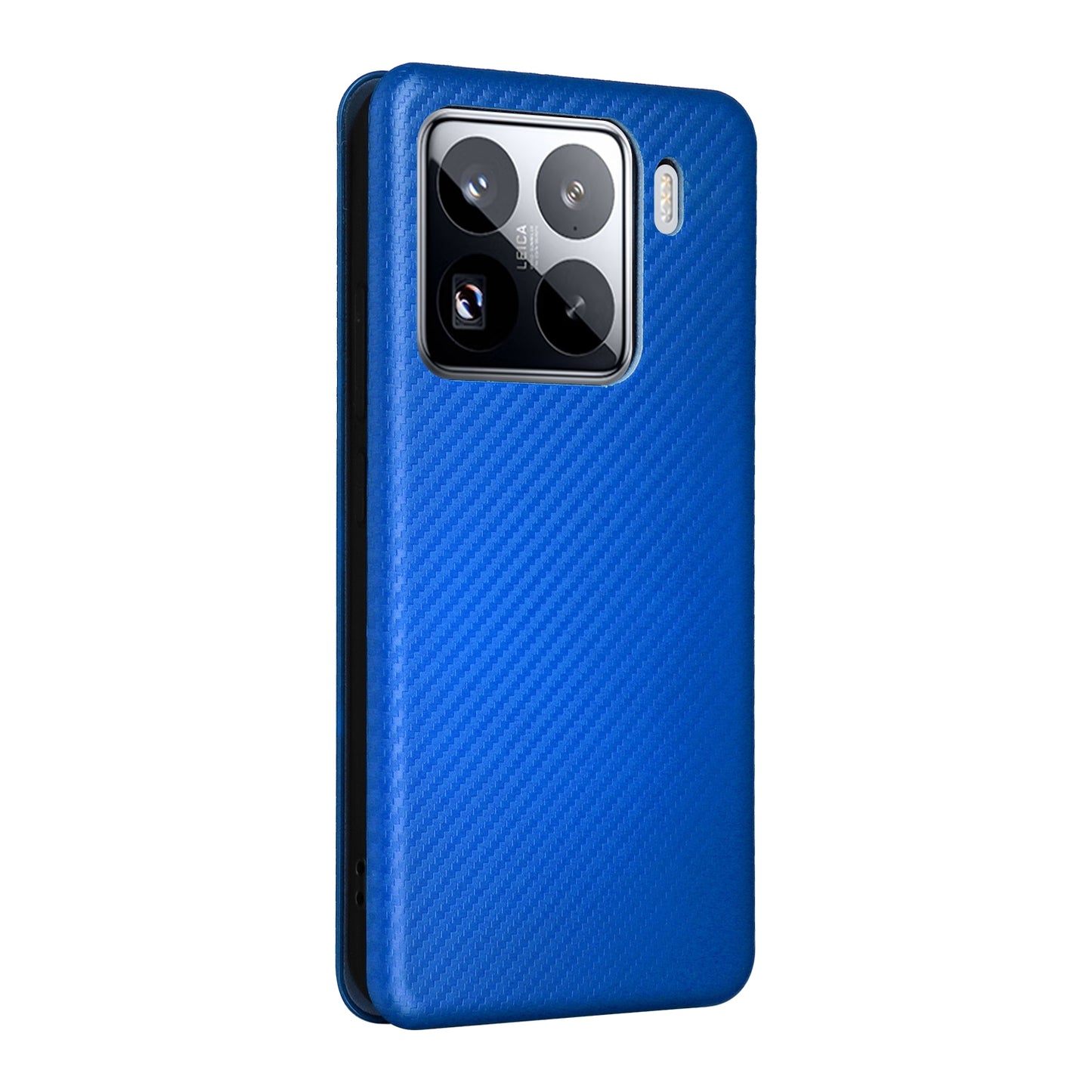 For-Xiaomi-15-Carbon-Fiber-Texture-Flip-Leather-Phone-Case(Blue)