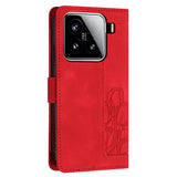 For-Xiaomi-15-Tulips-Embossed-Leather-Phone-Case-with-Lanyard(Red)