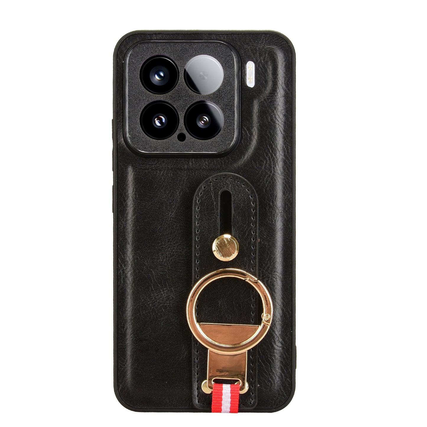 For-Xiaomi-15-Wristband-Leather-Back-Phone-Case(Black)