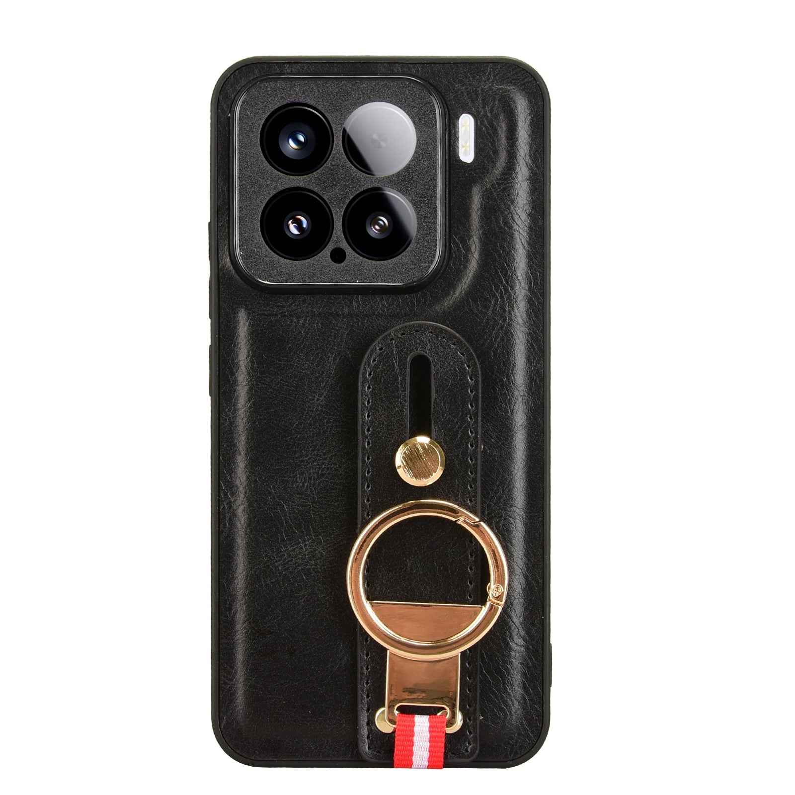 For-Xiaomi-15-Wristband-Leather-Back-Phone-Case(Black)
