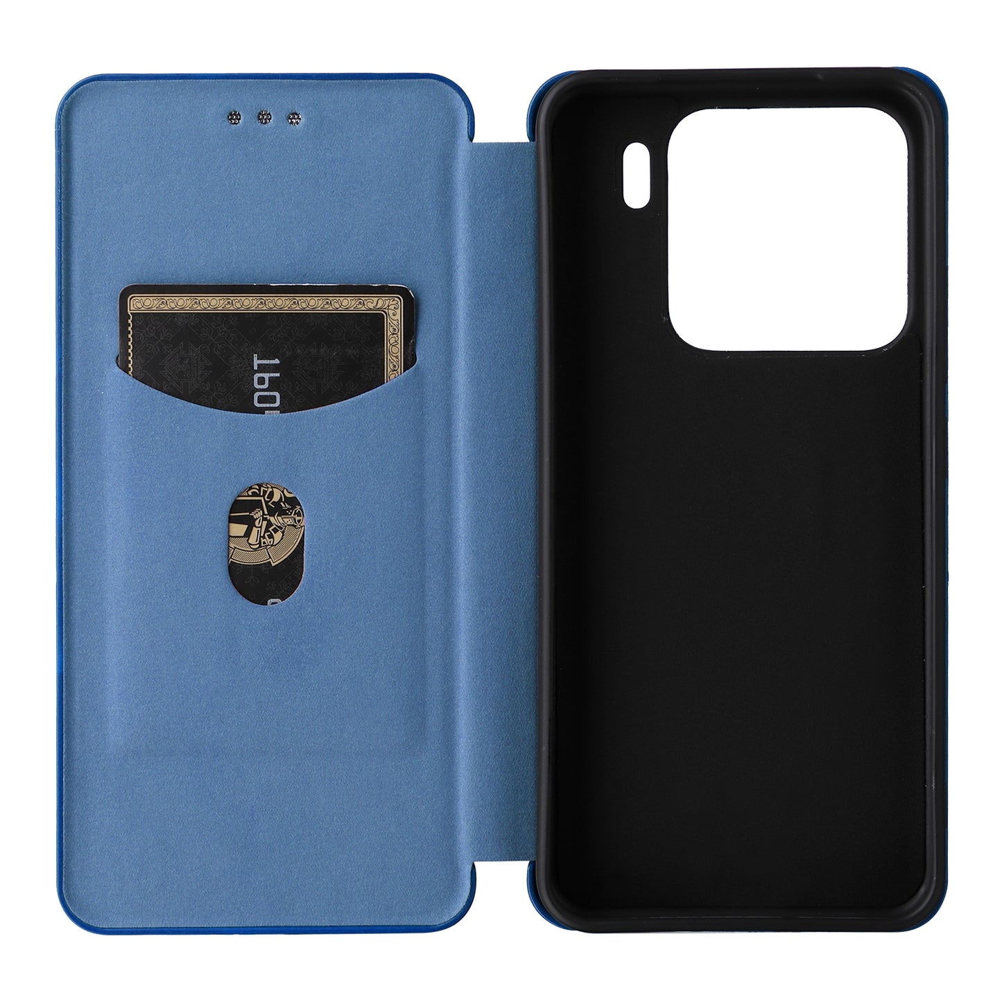 For-Xiaomi-15-Carbon-Fiber-Texture-Flip-Leather-Phone-Case(Blue)