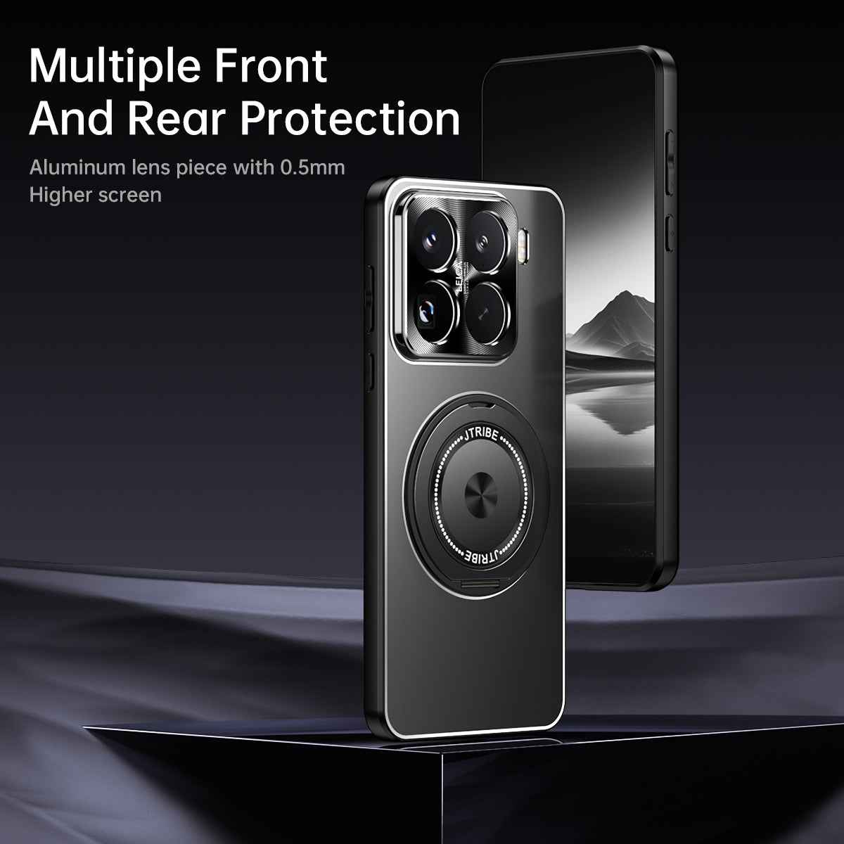 For-Xiaomi-15-Rotating-Holder-Frosted-Metal-Phone-Case(Black)