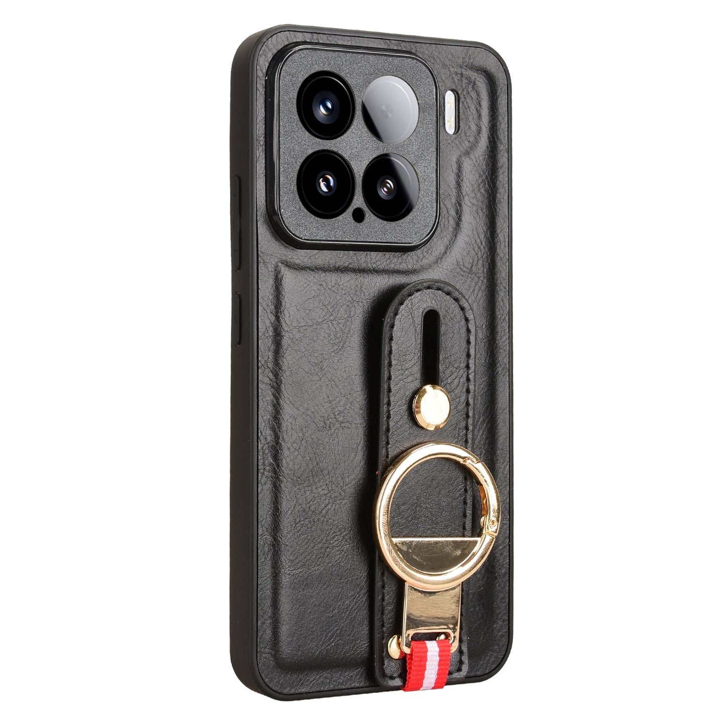 For-Xiaomi-15-Wristband-Leather-Back-Phone-Case(Black)