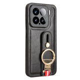 For-Xiaomi-15-Wristband-Leather-Back-Phone-Case(Black)
