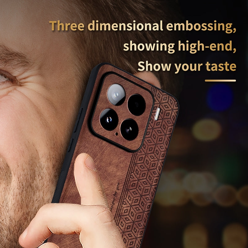 For-Xiaomi-15-AZNS-3D-Embossed-Skin-Feel-Phone-Case(Brown)
