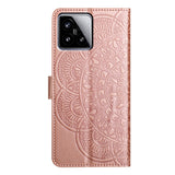For-Xiaomi-15-Flower-Embossed-Leather-Phone-Case(Rose-Gold)