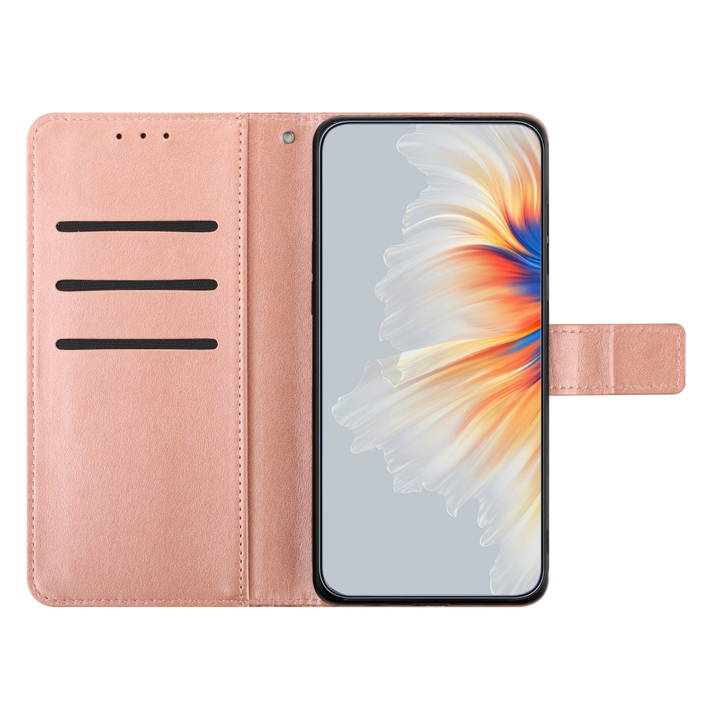 For-Xiaomi-15-Flower-Embossed-Leather-Phone-Case(Rose-Gold)