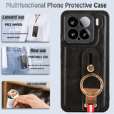 For-Xiaomi-15-Wristband-Leather-Back-Phone-Case(Black)