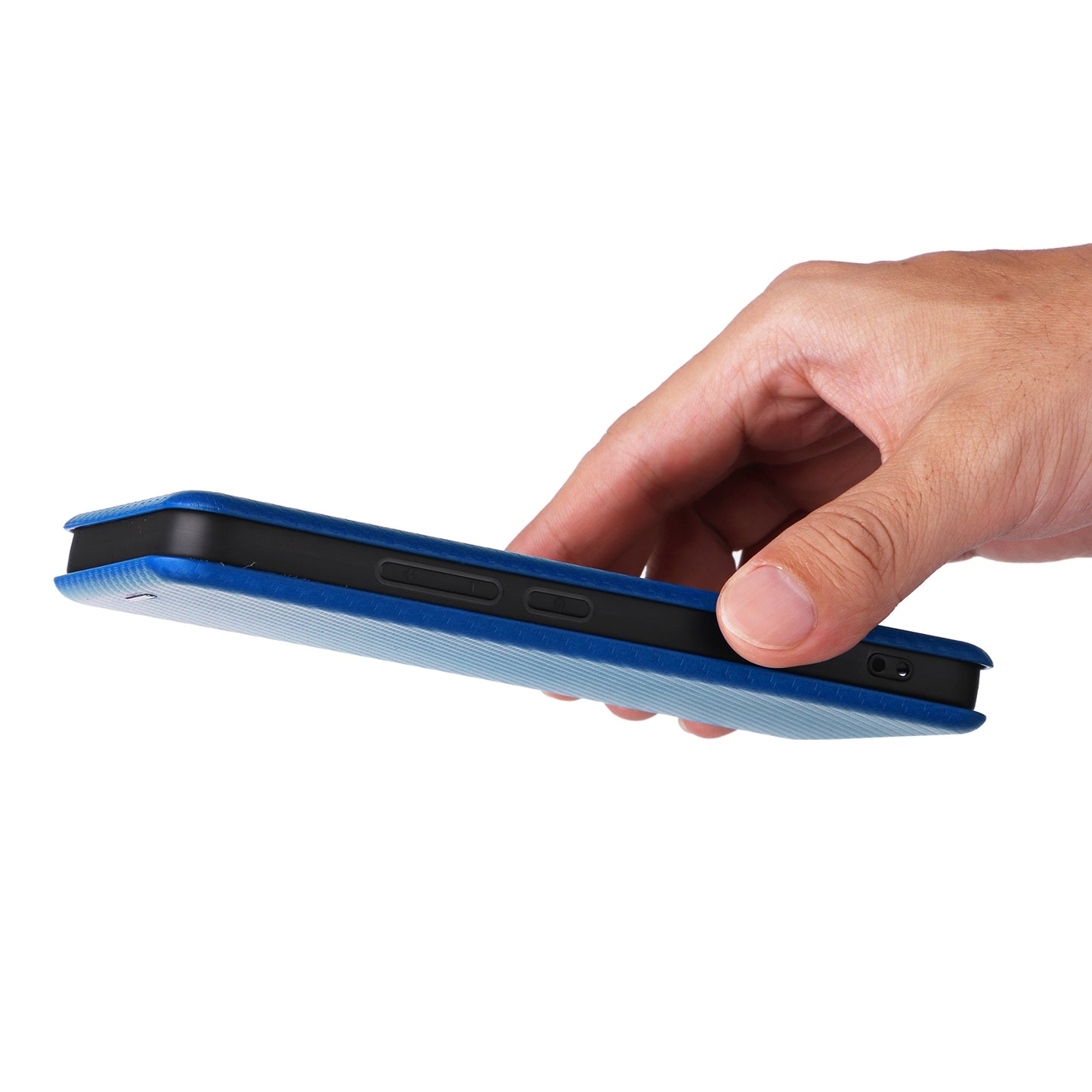 For-Xiaomi-15-Carbon-Fiber-Texture-Flip-Leather-Phone-Case(Blue)