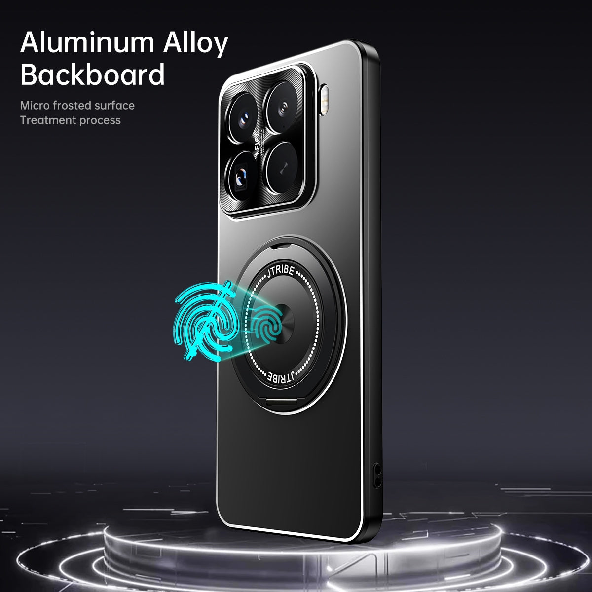 For-Xiaomi-15-Rotating-Holder-Frosted-Metal-Phone-Case(Black)