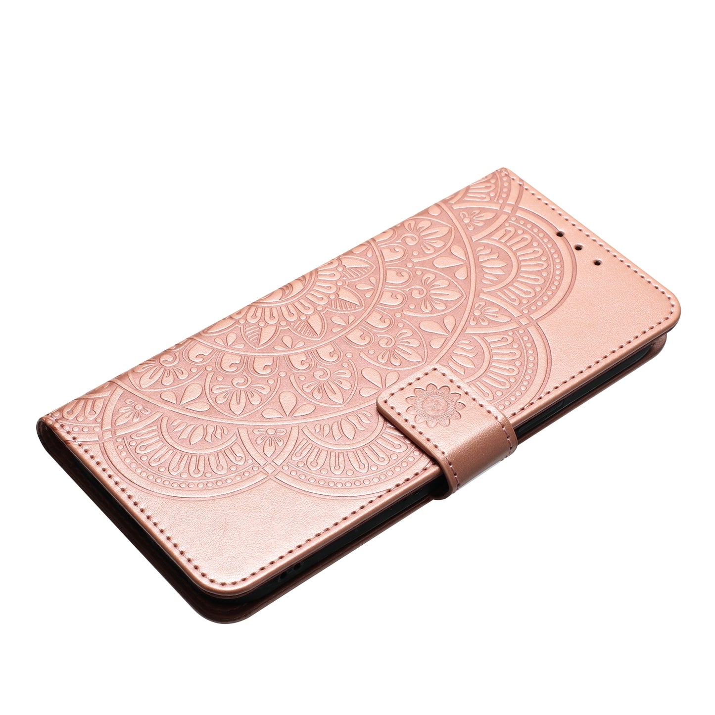 For-Xiaomi-15-Flower-Embossed-Leather-Phone-Case(Rose-Gold)