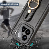 For-Xiaomi-15-Wristband-Leather-Back-Phone-Case(Black)