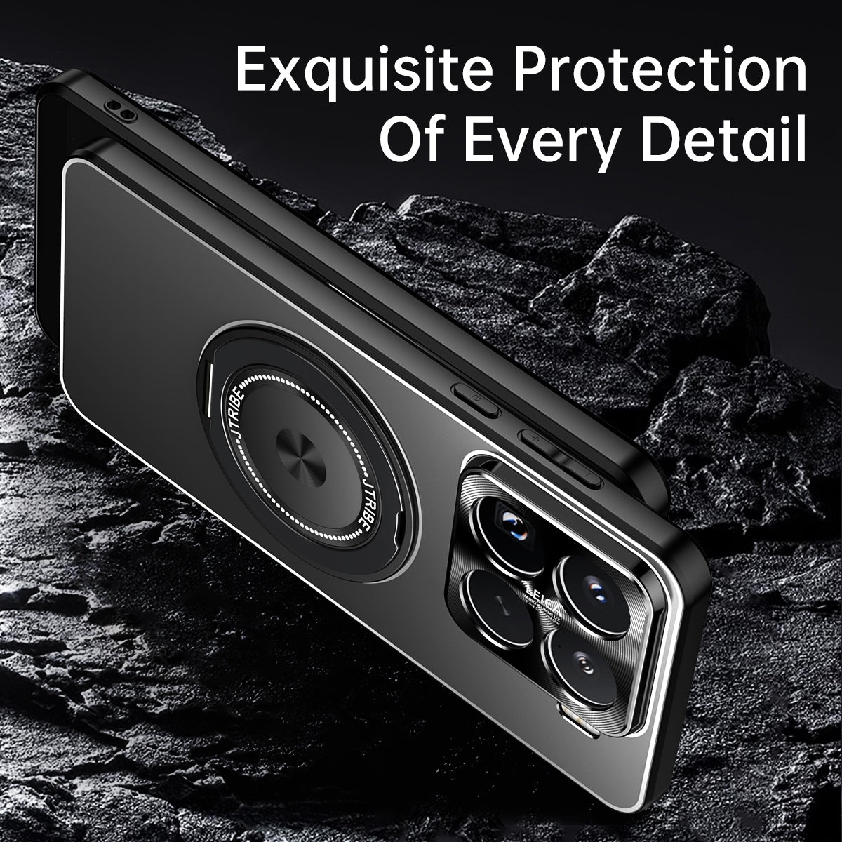 For-Xiaomi-15-Rotating-Holder-Frosted-Metal-Phone-Case(Black)
